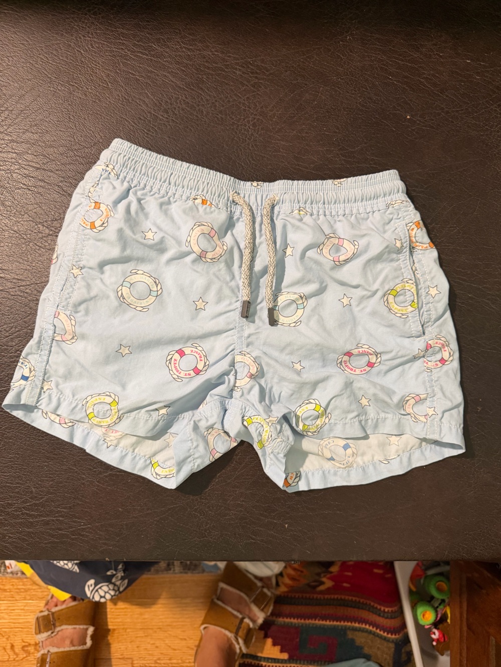 Vilebrequin boys Light Blue Kids Swim Shorts with Lifesaver Print